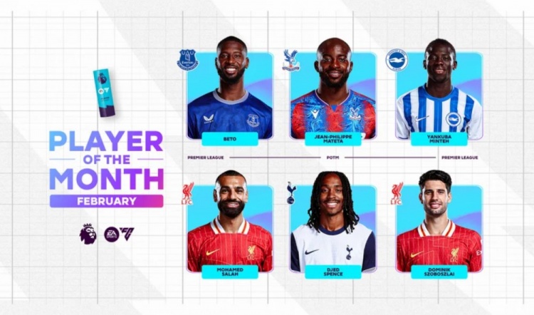英超2月最佳候選：貝托、馬特塔、明特、薩拉赫、斯賓塞、索博