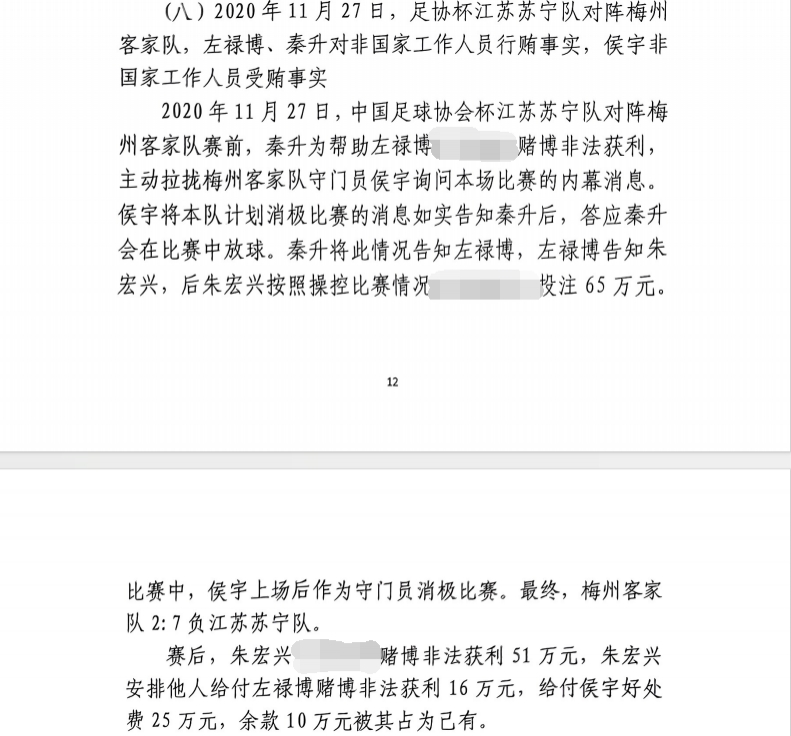 網(wǎng)傳判決書：足協(xié)杯梅州2-7江蘇，梅州門將侯宇收25萬消極比賽