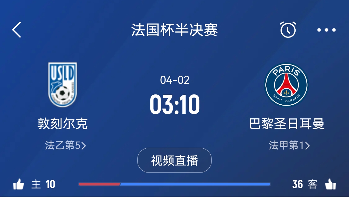 繼續(xù)大撤退？法國(guó)杯半決賽敦刻爾克挑戰(zhàn)巴黎，此前連續(xù)逆轉(zhuǎn)法甲隊(duì)